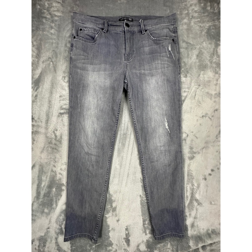 Level 99 Womens Grey Distressed Straight Leg Jeans Size 28 1EY2954‎ BLJAY